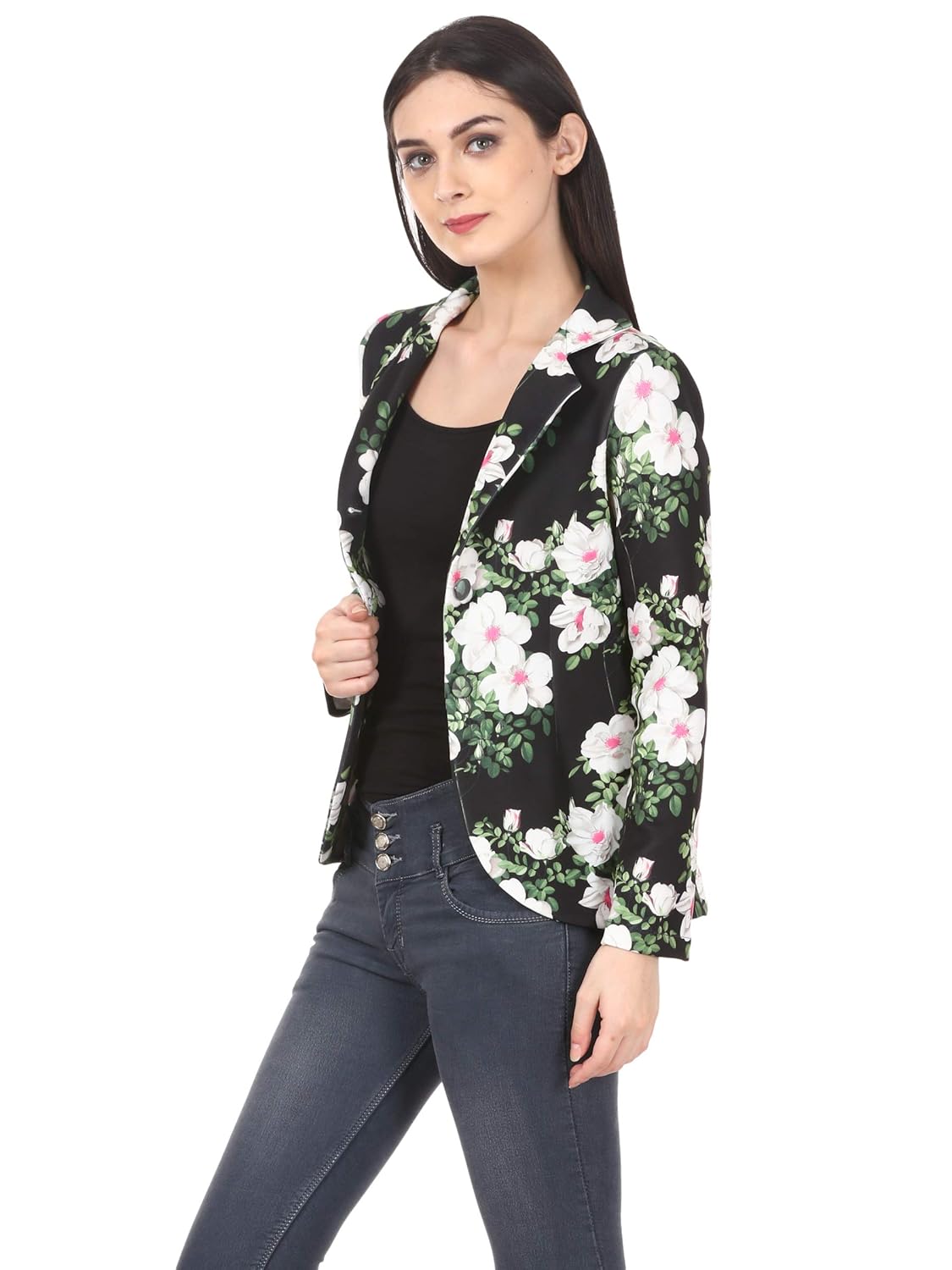 saadgi women's scuba floral printed blazers