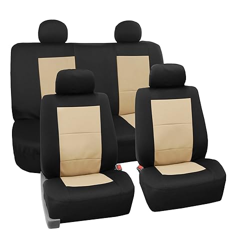Fh Group Fb085beige114 Seat Cover Neoprene Blend Waterproof Seat Covers Full Set With Bench Beige