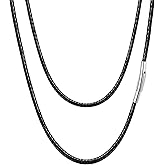 BBXBD mens Cross Braided Leather Cord Necklace for Men Black Rope Necklaces with Stainless Steel Snap Clasp, Waterproof Woven Wax Rope Chain for Pendant 2MM/3MM with No Tarnish Jewelry Send Gift Box Valentine's Day