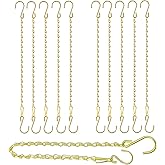 RIFNY Gold Chain for Hanging Plants, 20 Inch Small Plant Chains for Hanging Baskets Kits with Hooks for Bird Feeders Planters Billboards Lanterns Wind Chimes Ornaments Outdoor Indoor Use (10 PCS)