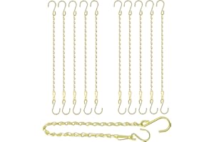 RIFNY Gold Hanging Chains with Hooks, 10 Pieces 20 Inch Chain for Hanging Bird Feeders Planters Baskets Billboards Lanterns Wind Chimes Ornaments Outdoor/Indoor Use (20 inch 10pcs)