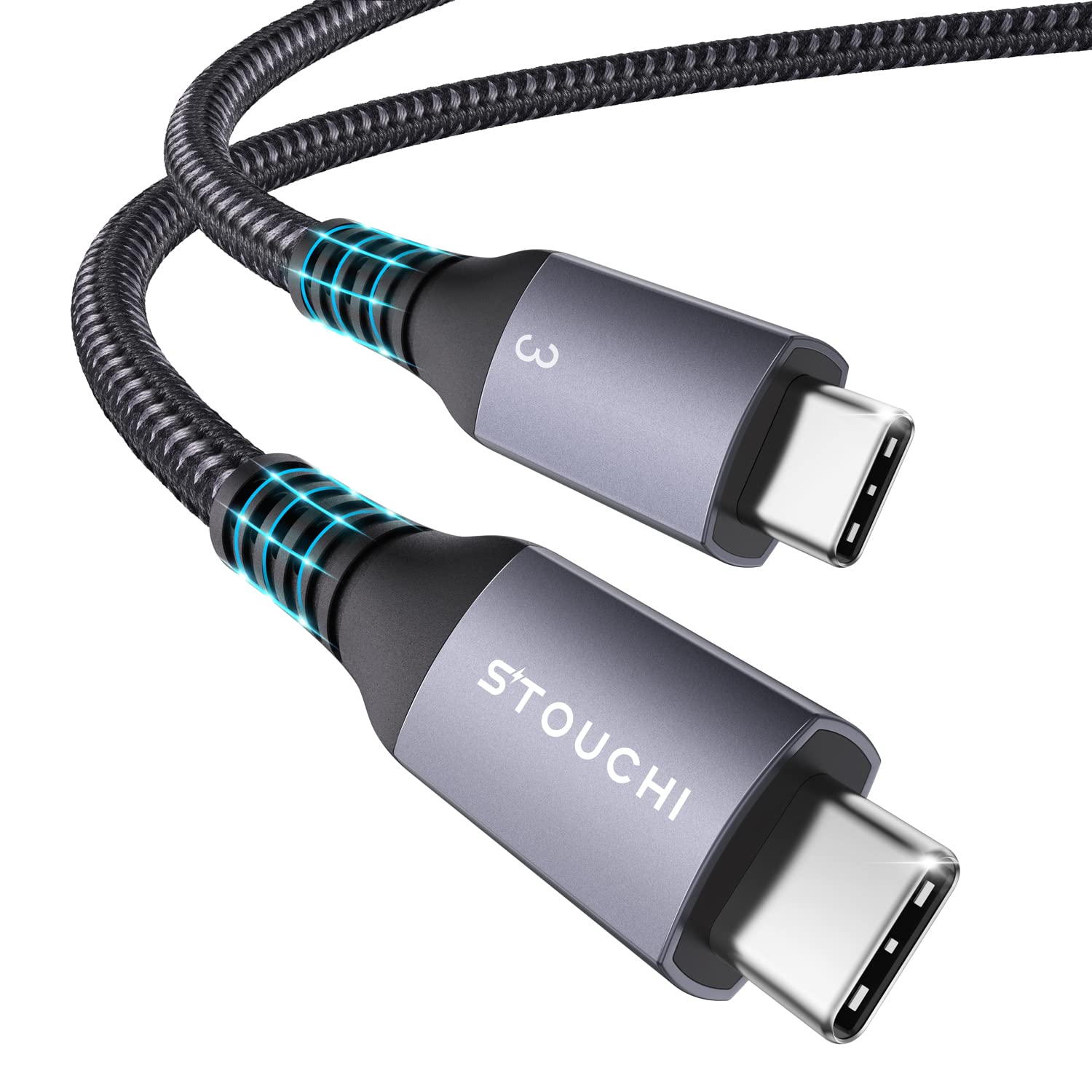 Stouchi Thunderbolt 3 Cable 1M(3.3Ft),USB-IF TB3 USB 4.0 Cable Braided Cable 100W/20V/5A,40Gbps 5K,Compatible for Mac Studio,Studio Display Thunderbolt 3 Docking/eGpu/External SSD,M1 Macbok Air