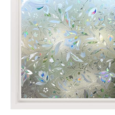 rabbitgoo 3D Statisch Selbsthaftend Fensterfolie Blickdicht Sichtschutzfolie Fenster Milchglasfolie Folie Glasfolie Selbstkle