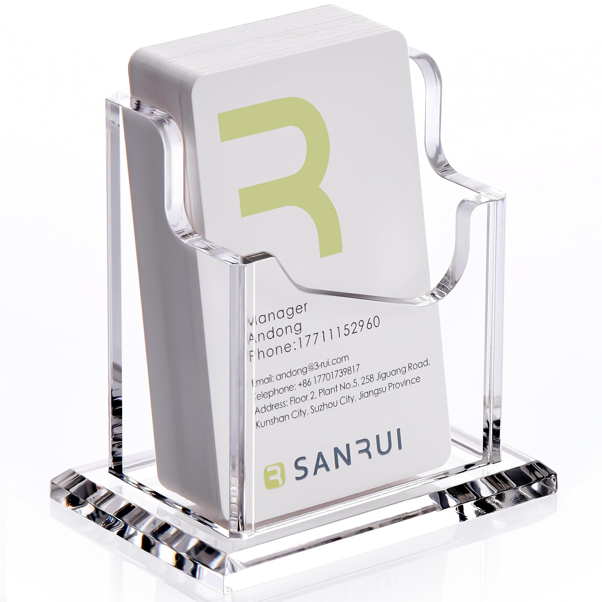 SANRUI Business Card Holder for Desk,Clear Business Card Display Stand Acrylic Card Holder,Fits 50-60 Business Cards