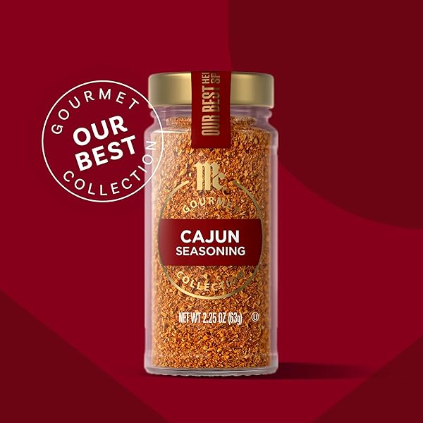 MCCORMICK GOURMET COLLECTION CAJUN SEASONING, NON GMO, OUR BEST HERBS & SPICES, SPICY, LOUISIANA-STYLE BLEND WITH GARLIC, ONION & PEPPERS, JAZZ UP SHRIMP, CHICKEN & BAYOU-INSPIRED FAVORITES, 2.25 OZ