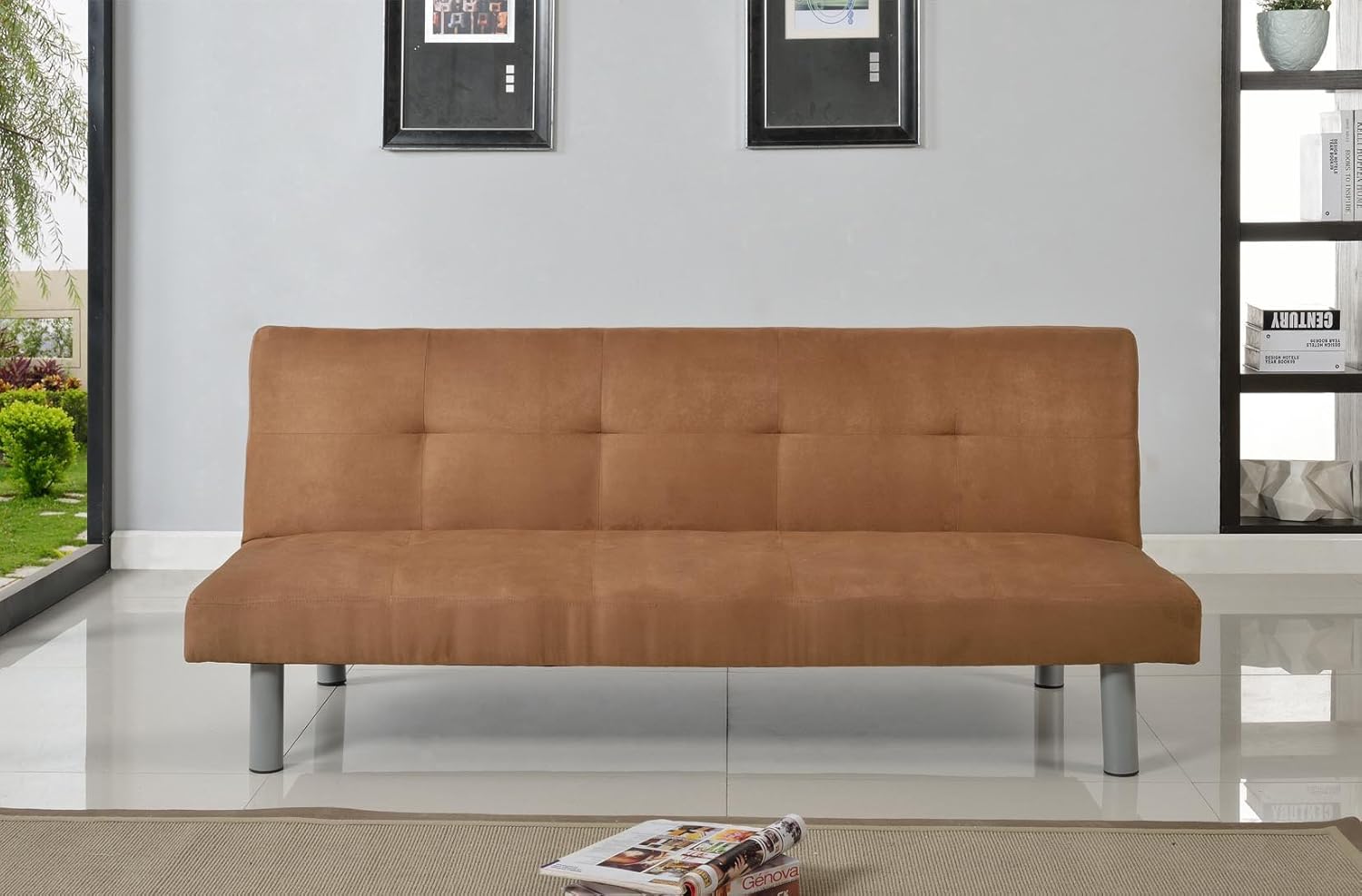 Faux Suede 3 Seater Quality Sofa Bed Click Clac Fabric Sofabed