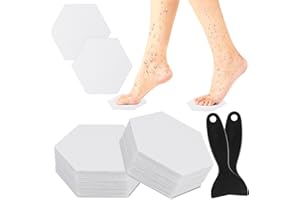 Worldity 72 Pcs Hexagon Non-Slip Bath Stickers, Clear PEVA Adhesive Shower Floor, Bathtub Grip Stickers with 2 Pcs Scrapers, 