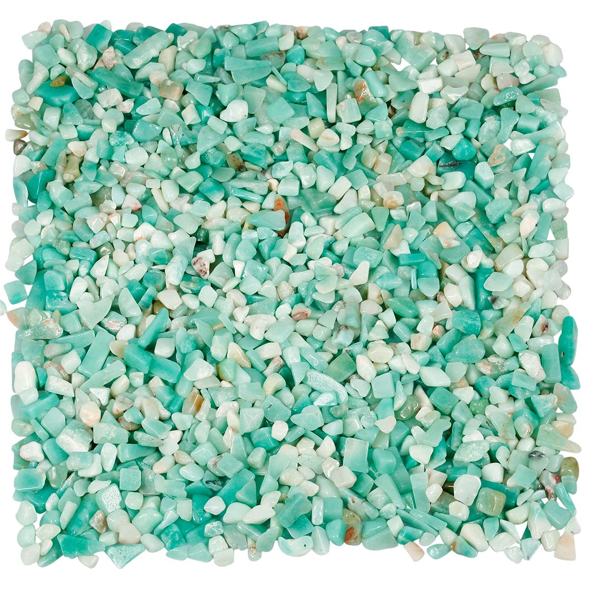 KYEYGWO Amazonite Tumbled Chips Crushed Natural Stone for Decoration, Crystal Quartz Gravel Garden Decorative Stones 1 Pound(460 Gram)