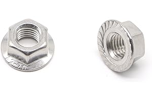 binifiMux M14-2.0mm Pitch Serrated Hex Flange Lock Nuts 304 Stainless Steel 6 Pieces