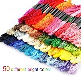AUERVO Embroidery Floss 50 Skeins Pack 8m 6-Strand Threads with Bobbins Needles view 2
