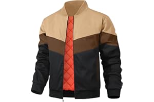 HYPESTFIT Men's Casual Bomber Jacket Winter Warm Quilted Coat Windproof Padded Zip Jacket with Pockets