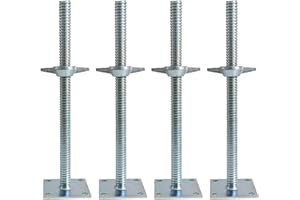 GaeaAuto 4 Pack Adjustable Leveling Jack Solid Screw Jacks with Base Plate for Baker-Style Scaffolding, Silver