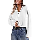 Uincloset Women's Half Zip Sweatshirts Cropped Long Sleeve Pullovers Oversized Casual Crop Tops