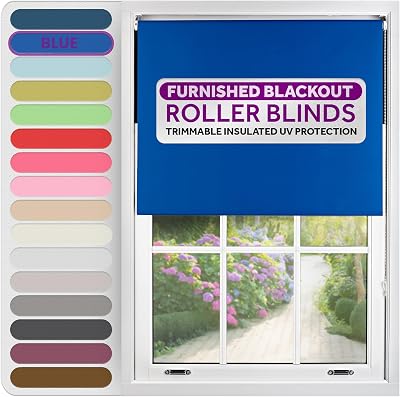 Furnished Roller Blinds Thermal Blackout Blue 195x210 cm - Child Safe
