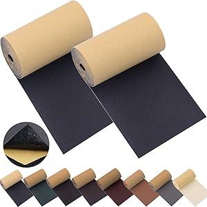 Leather Repair Patch Tape for Couches 2packs 3X55inch Self-Adhesive for Furniture Sofa Vinyl Car Seats Couch Chairs Shoes Down Jackets First Aid Patch Fix Tear Kit (Black, 3X55 inch)