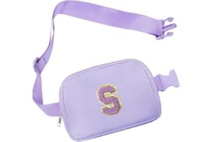 Aganmi Purple Belt Bag Crossbody Initial Fanny Waist Pack Personalized Friends Sister Daughter Mom Wife Thanksgiving Christmas Birthday Gifts Ideas for Women Teen Girls Preppy Trendy Stuff (S)