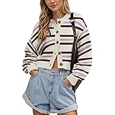 Agoeast Women's Oversized Cropped Cardigan Sweater Open Front Long Sleeve Button Down Knit Outwear