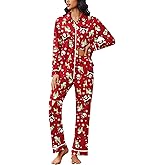 Ekouaer Womens Pajama Sets Long Sleeve Sleepwear Soft Button Down Pjs 2 Piece Loungewear witn Pants S-XXL