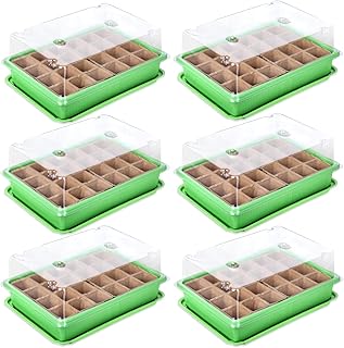 Schramm® 6 Stück Anzucht Set Gewächshaus Anzucht Schale Töpfe Zimmergewächshaus 27 x 19 x 11 cm für 144 Anzuchttöpfe Anzuchtset Mini-Gewächshaus