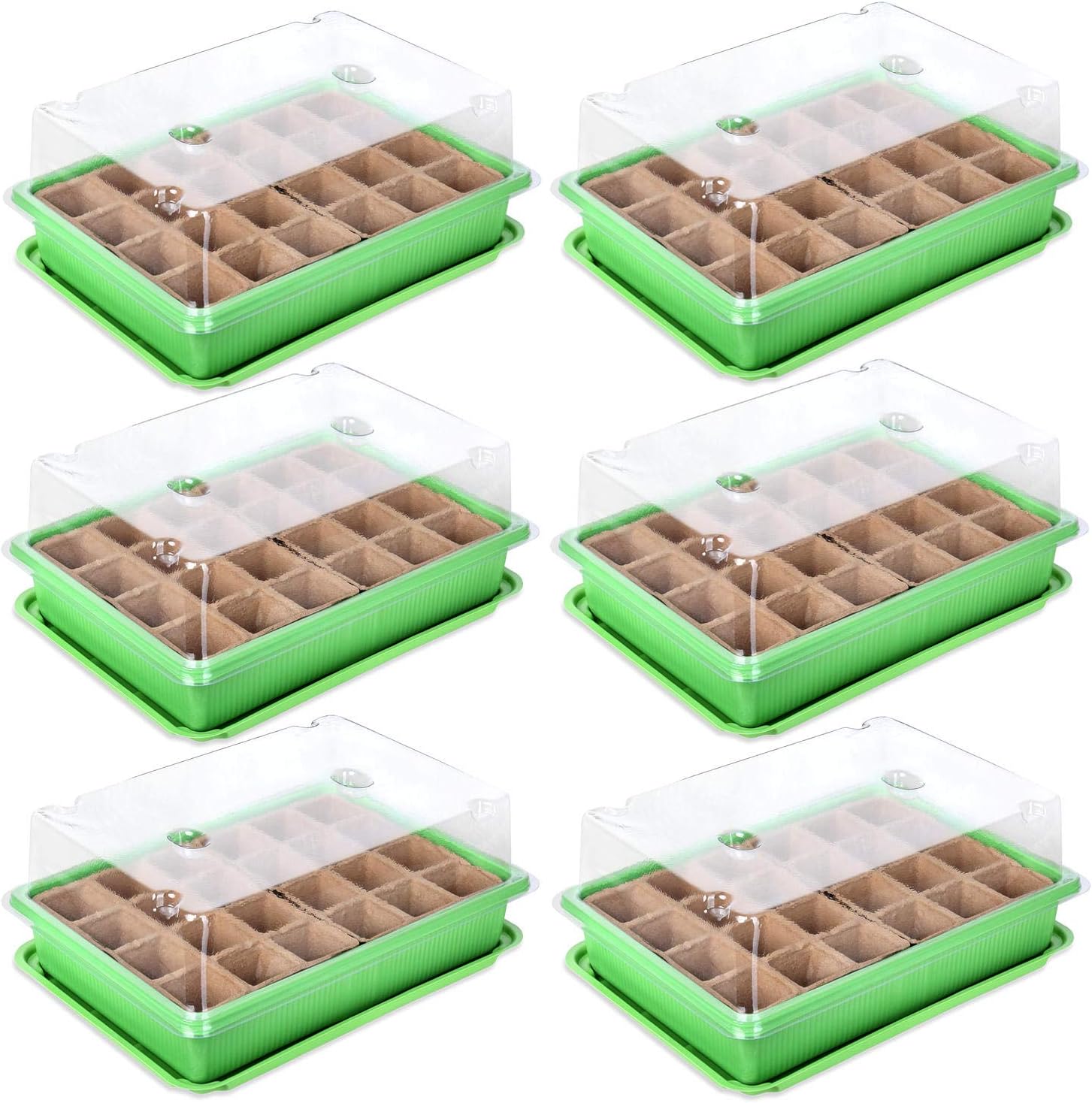 Schramm® 6 Stück Anzucht Set Gewächshaus Anzucht Schale Töpfe Zimmergewächshaus 27 x 19 x 11 cm für 144 Anzuchttöpfe Anzuchtset Mini-Gewächshaus