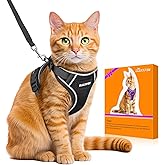 Halypet Cat Harness and Leash Set [H600 Pro] Escape Proof, Adjustable, Breathable, Reflective Black S