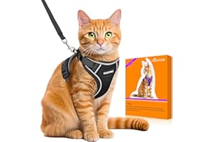 Halypet Cat Harness and Leash Set [H600 Pro] Escape Proof, Adjustable, Breathable, Reflective Black S