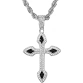 Men’s Iced-Out Cross Pendant with 5mm Rope Chain – Hip-Hop Necklace, Sparkling Statement Jewelry, Gift for Him