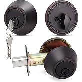 Moquin Oil Rubbed Bronze Deadbolt Lock for Exterior Door, Single Cylinder Deadbolt with Key, One-Sided Deadbolt Lock