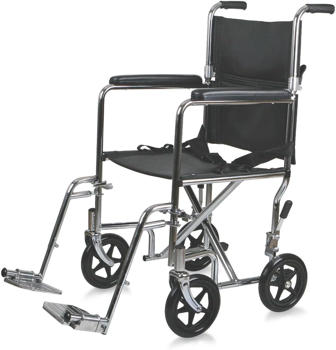 Medline Steel Transport Chair, 17" Wide Seat, Permanent