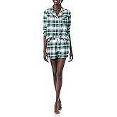 Amazon Essentials Women's Lightweight Woven Flannel Pajama Set with Shorts