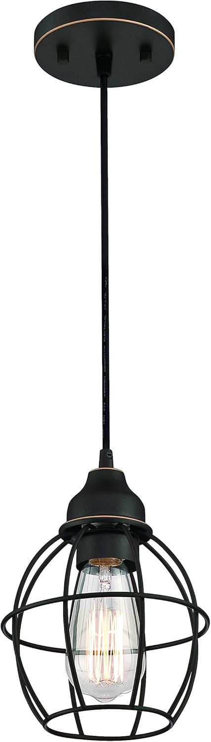 WISBEAM Pendant Lighting Fixture with Oil Rubbed Bronze Finish, Hanging Lights with One Medium Base Max. 60 Watts, ETL Rated, Bulbs not Included, 2-Pack - - 
