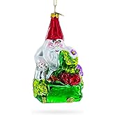 Enchanting Gnome Blown Glass Christmas Ornament