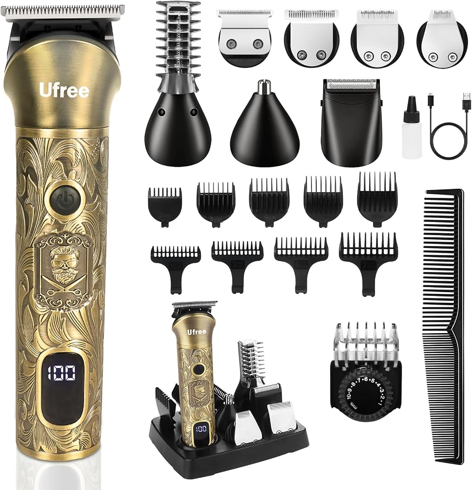 Ufree Professional Beard Trimmer for Men, Electric Shaver Razor, Men Gift | 7 Replaceable Blades for Mustache, Stubble, Face,