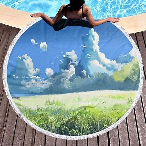 Amazon Co Jp 丸形ビーチタオル 宮崎壁紙カスタマイズ ビーチブランケットタオル 59インチ 旅行 プール 水泳 バス キャンプ ヨガ ジム スポーツ One Size 0615beach St74mstgpk Cjse ホーム キッチン