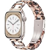 Light Apple Watch Band -D-shaped Design Resin iWatch Bands Starlight, Apple Watch Bands for Women, Compatible with Apple Watch Ultra 2 1 Series 11 SE 10 9 8 7 6(Tortoise Stone Flower,41mm/40mm/38mm/42mm(Series 11 10))