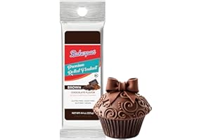 Bakerpan Premium Rolled Brown Fondant for Cake Decorating, Chocolate Flavor - 4.4 Ounces (Made in USA)