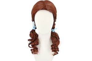 Topcosplay Wig for Kids Girls Reddish Brown Long with Braids Cosplay Halloween Costume Wigs