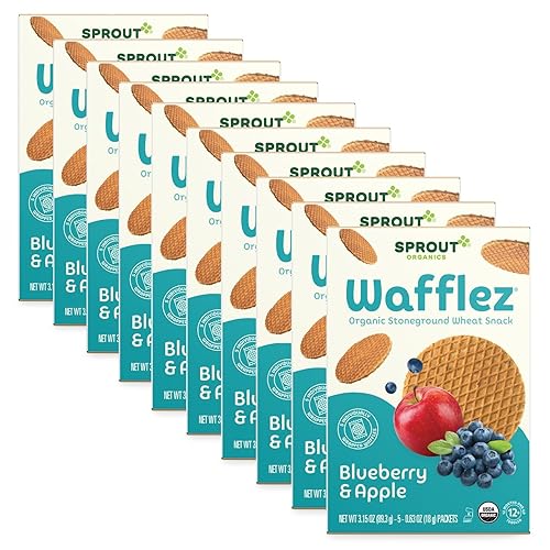 Sprout Organics, Toddler Snacks, CoComelon Blueberry Apple Wafflez, Single Serve Waffles, 50-Count
