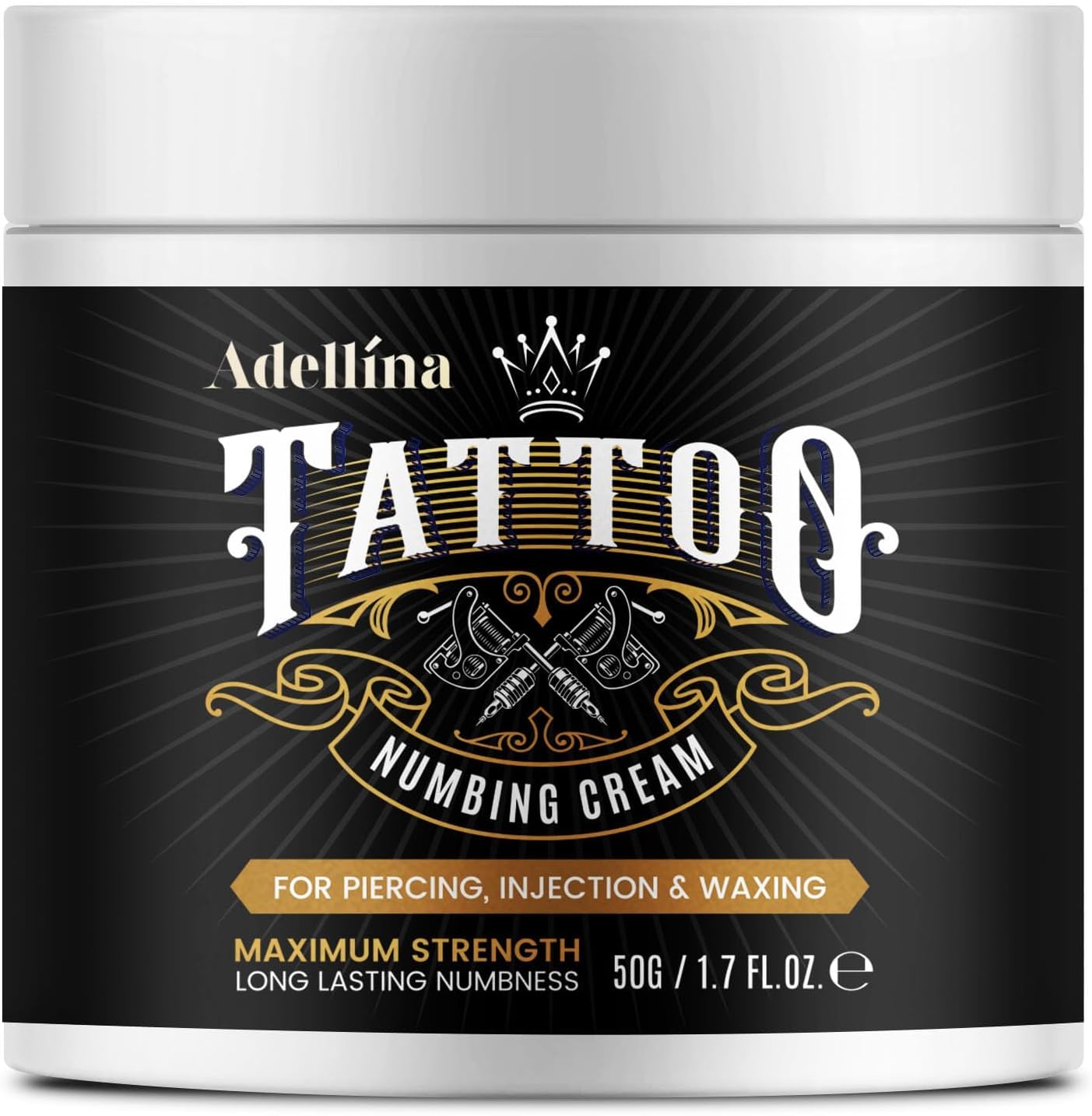 Adellina Tattoo Numbing Cream for Tattoos, Maximum Strength Numbing Cream for Men and Women, 50g/1.7oz