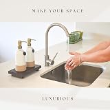 Finisterra White Glass Soap Dispenser Set with Tray - Boho Bathroom Kitchen view 2