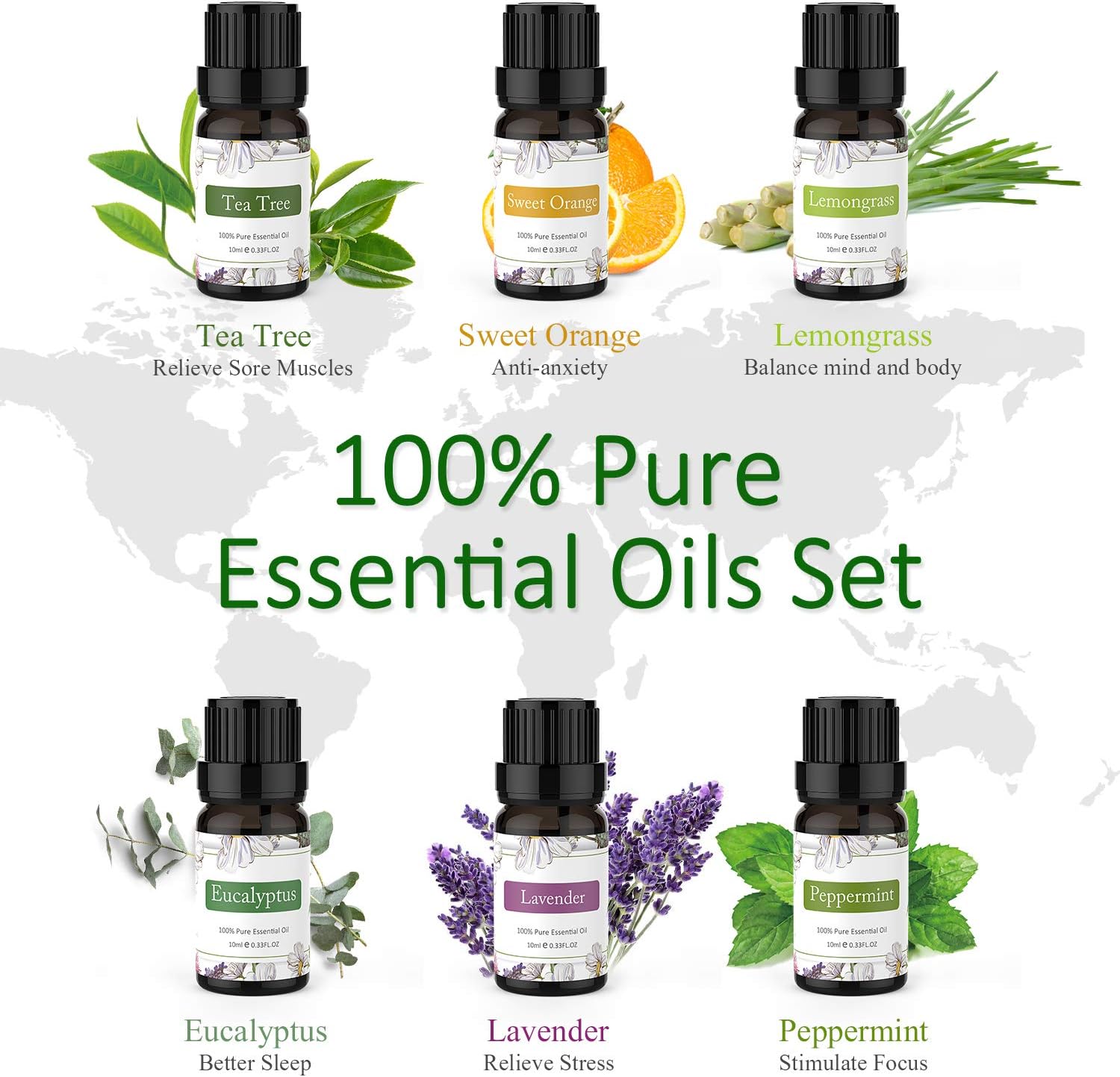 ASAKUKI Diffuser 300ml with 6x10ml Essential Oils Set, Essential Oil Diffuser Ultra-Quiet with 7 Colour Lights - Image 3
