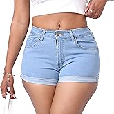 Weigou Women Jean Short Ripped Hot Shorts Comfy Stretchy Women Fringed Denim Shorts