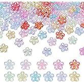 HOBBIESAY 200Pcs Acrylic Flower Beads Bulk Colorful Flower Spacer Beads Mini Plum Blossom Loose Bead Small Crafts Bead for Bracelet Necklace Jewelry Making Hole: 1.8mm