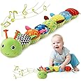 Awotoy Baby Toys 0 to 12 Months, Musical Stuffed Animal Activity Soft Toys with Multi-Sensory Crinkle, Rattle and Textures, Infant Tummy Time Toys for Newborn Boys Girls, Caterpillar, Green