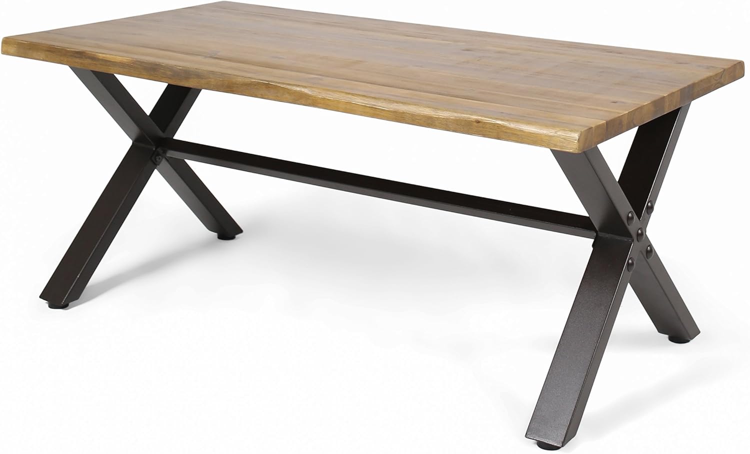 Amazon Com Christopher Knight Home Sanibel Outdoor Acacia Wood Coffee Table Teak Finish Rustic Metal Garden Outdoor
