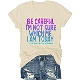 QISSYILY Women's Funny Shirts Sarcastic Tshirts with Novelty Sayings I'm Not Sure Which Me I Am Today Graphic Tees Casual Top