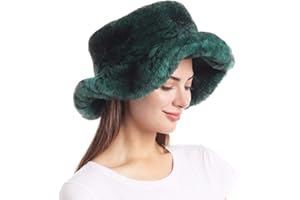 LA CARRIE Women's Snakeskin Print Faux Fur Bucket Hat Winter Warmer Fisherman Cap
