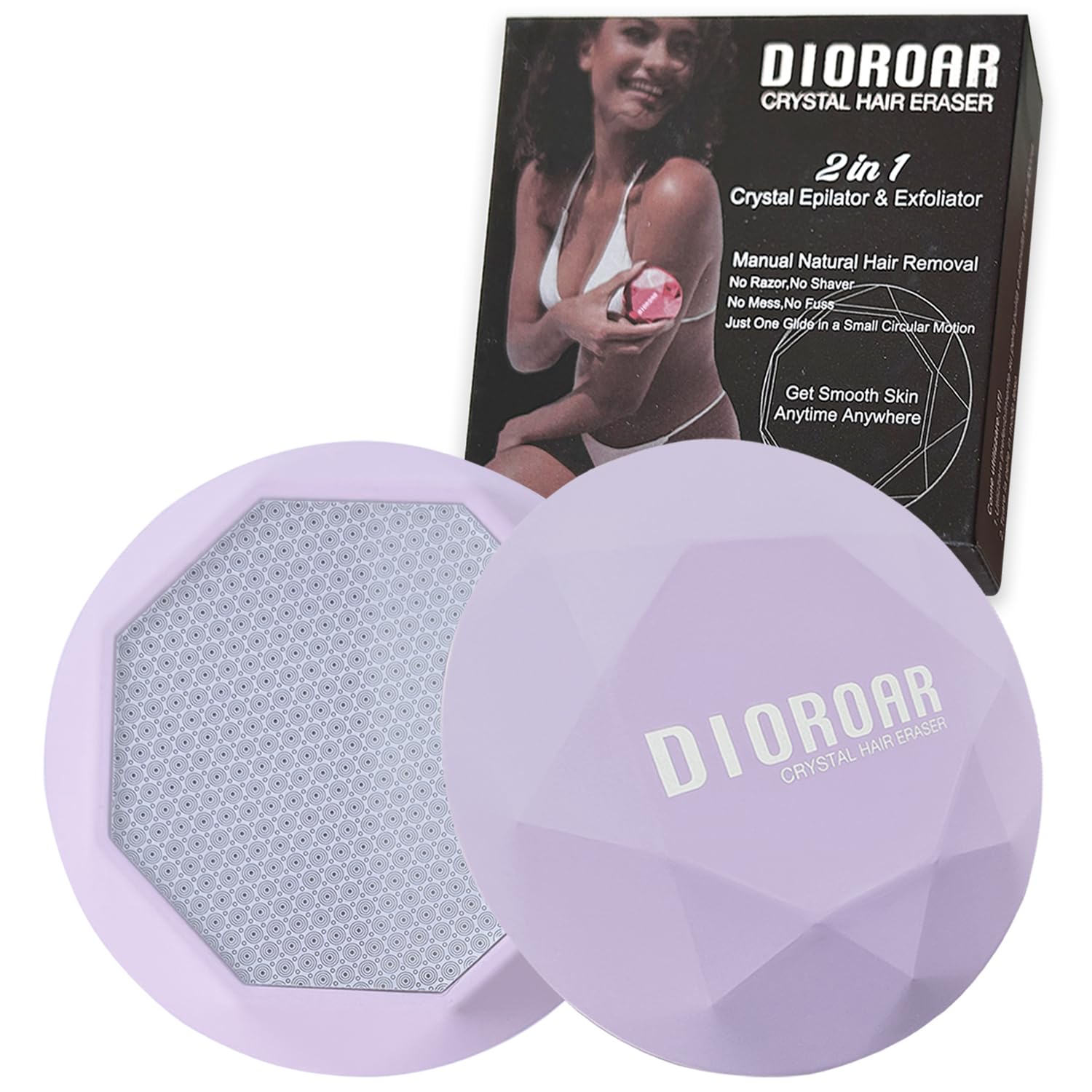 DIOROAR Crystal Hair Eraser for Women,Upgraded Painless Crystal Hair Remover Diamond,Effective Nano Glass Hair Removal Stone Exfoliation without Shaver,Natural Epilator for Silky Skin(Pastel Lilac)