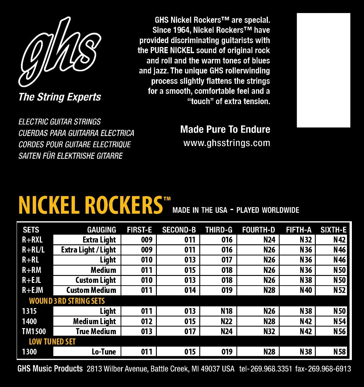 GHS RRM Nickel Rockers Rollerwound String Set - Medium 11-50, Blue, 011, .015, .018, .026, .036, .050 - Image 3