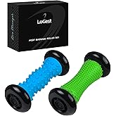 Logest Foot Massage Roller - for Trigger Point Therapy, Injury Rehabilitation & Deep Tissue Massage - Prevent Stiffness & Improve Strength - Silicon with Nodules (Blue - Green 2 Pack)